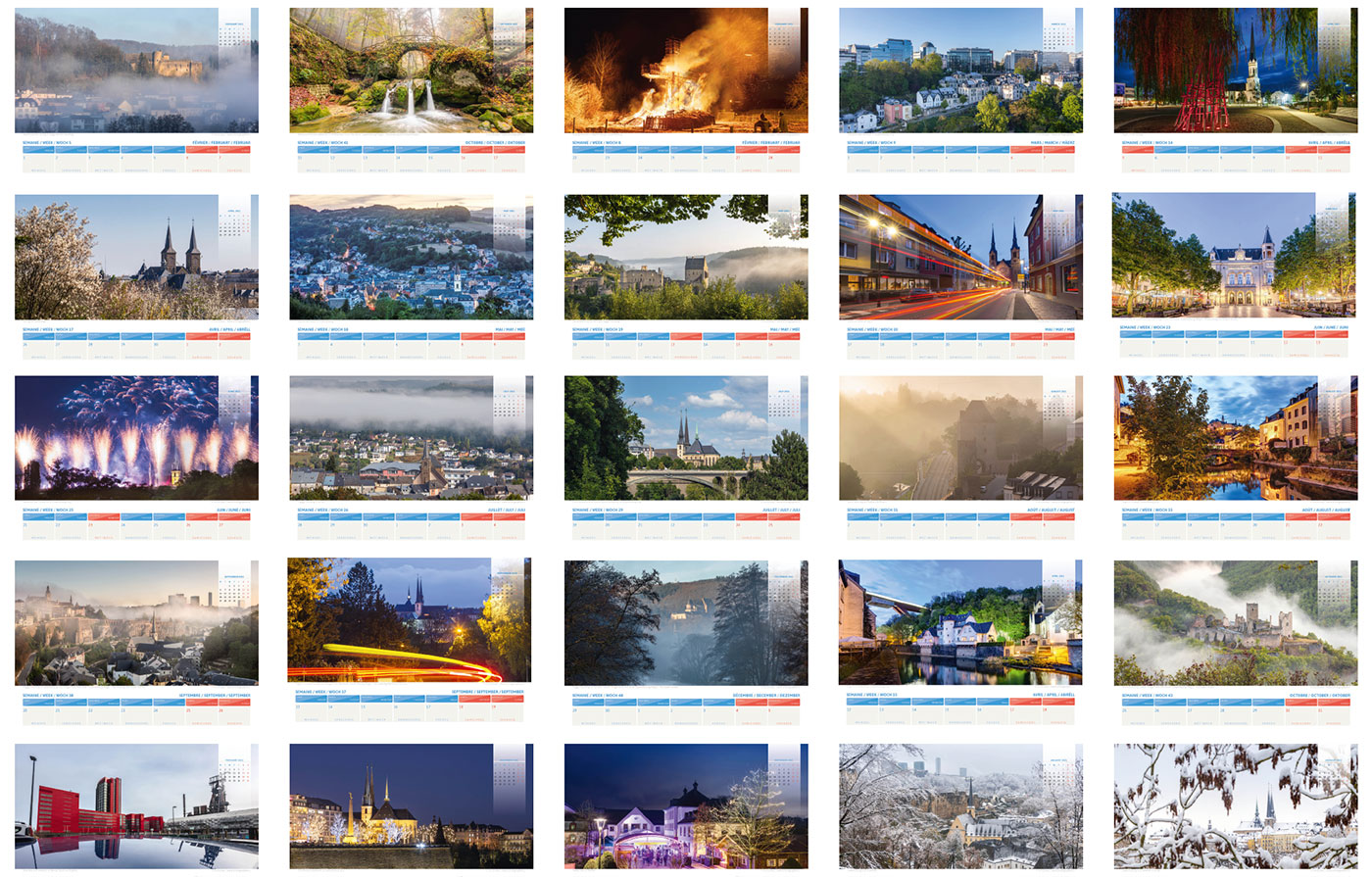 luxembourg calendar 2021 pages Photographer Luxembourg