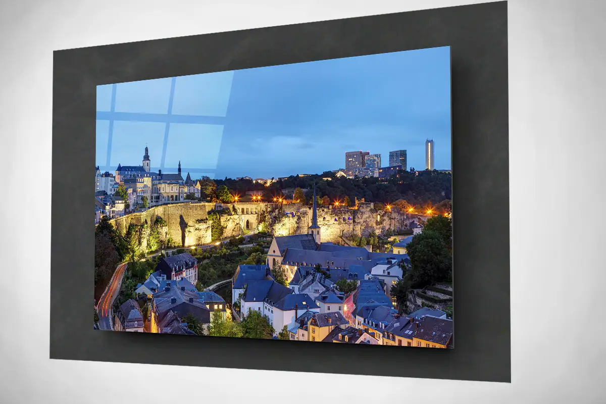 Luxembourg city night cityscape floating acrylic