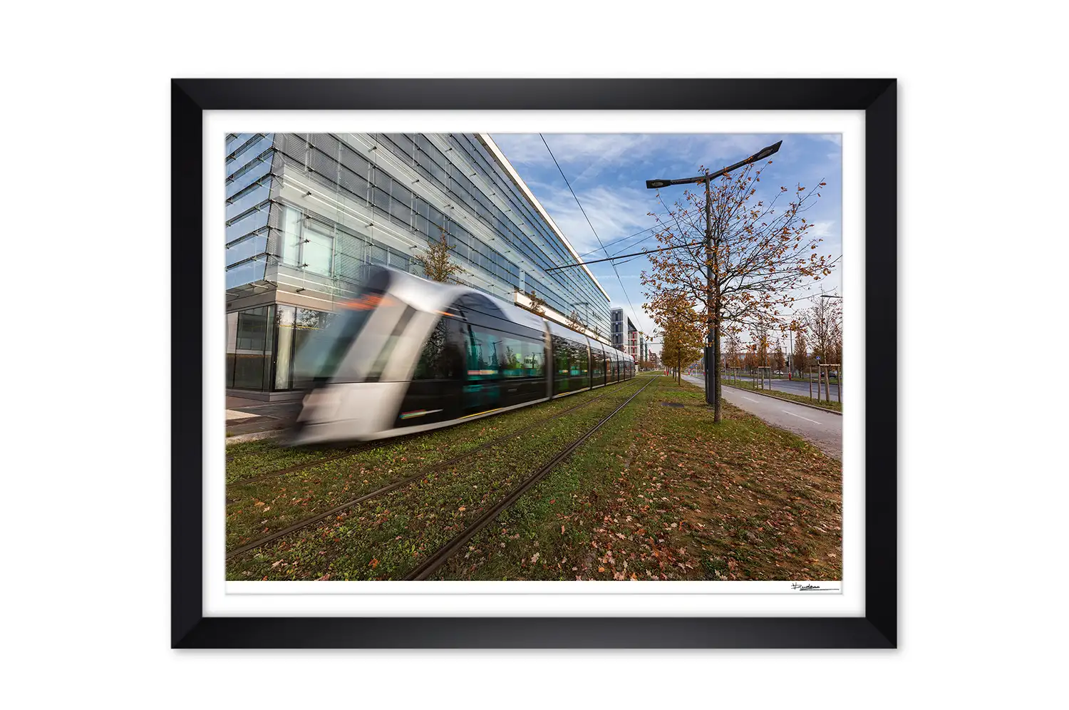 Tram Kirchberg business Luxembourg framed print
