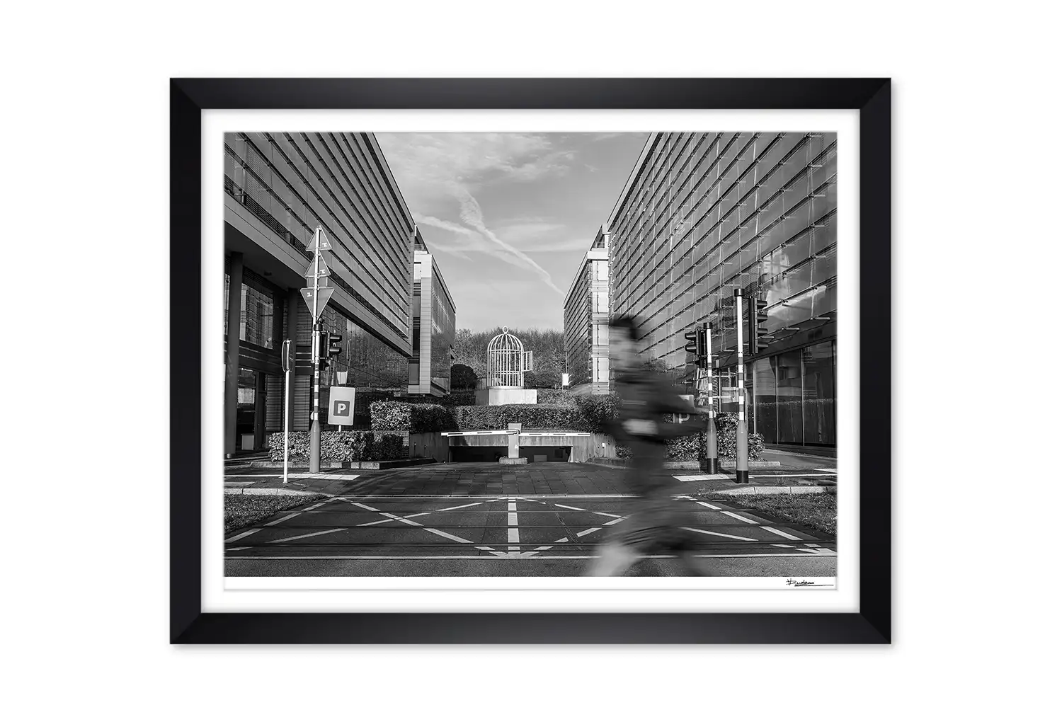 Luxembourg business quarter black and white