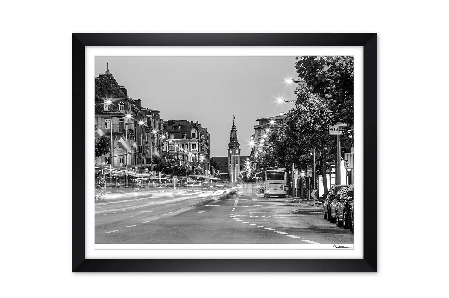 Luxembourg city train station Gare framed black and white print