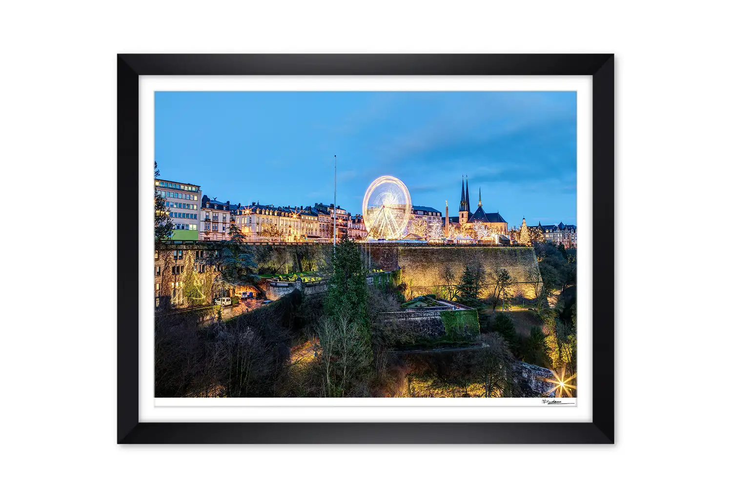 Luxembourg Christmas Market framed print