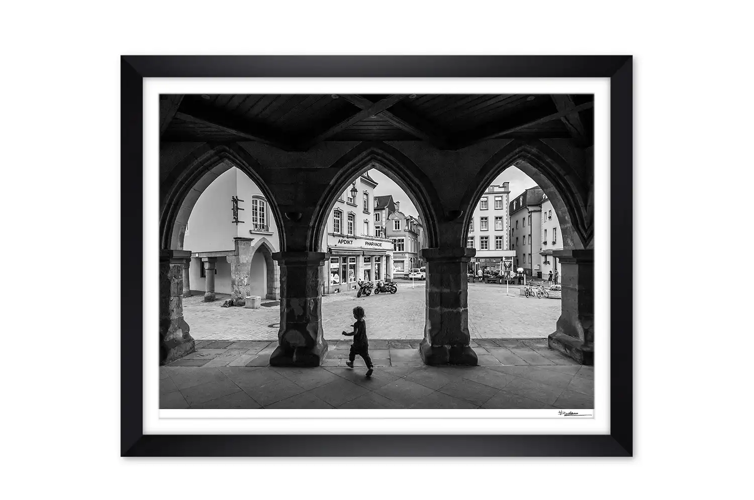 Echternach in Luxembourg street photo black and white