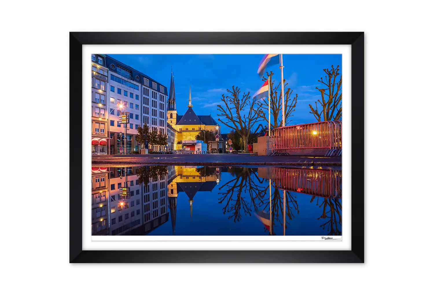 Notre Dame in Luxembourg city at night print