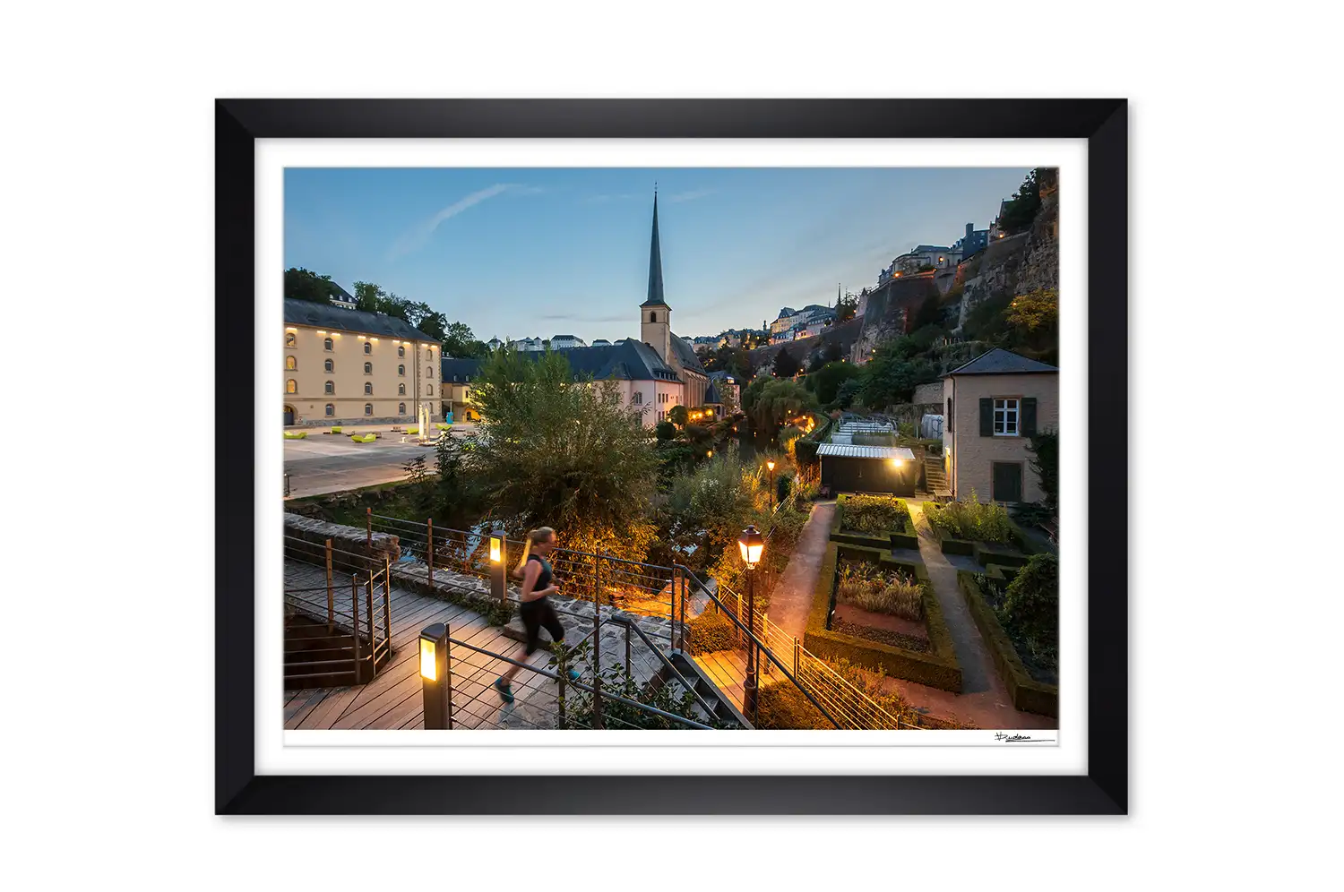 Grund in Luxembourg city at night print