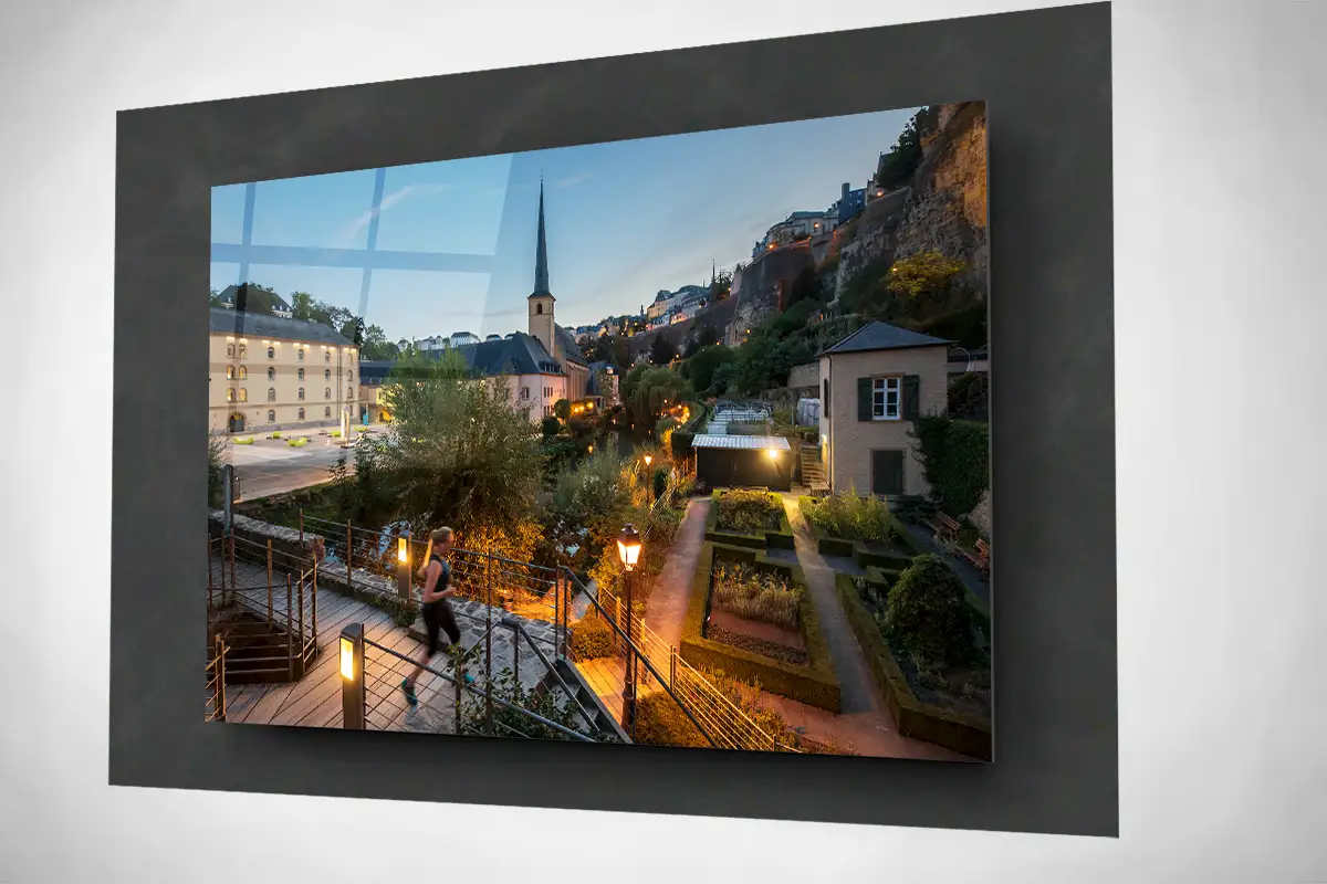 Grund in Luxembourg city at night floating acrylic