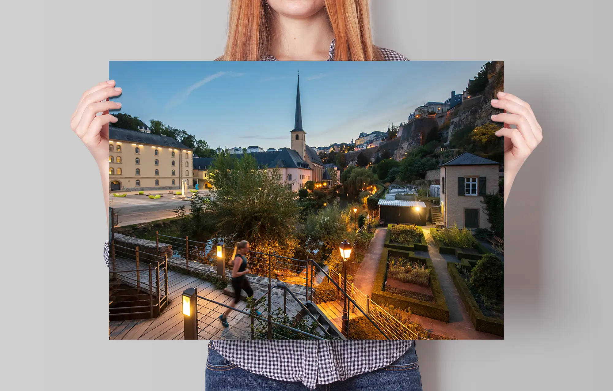 Grund in Luxembourg city at night poster