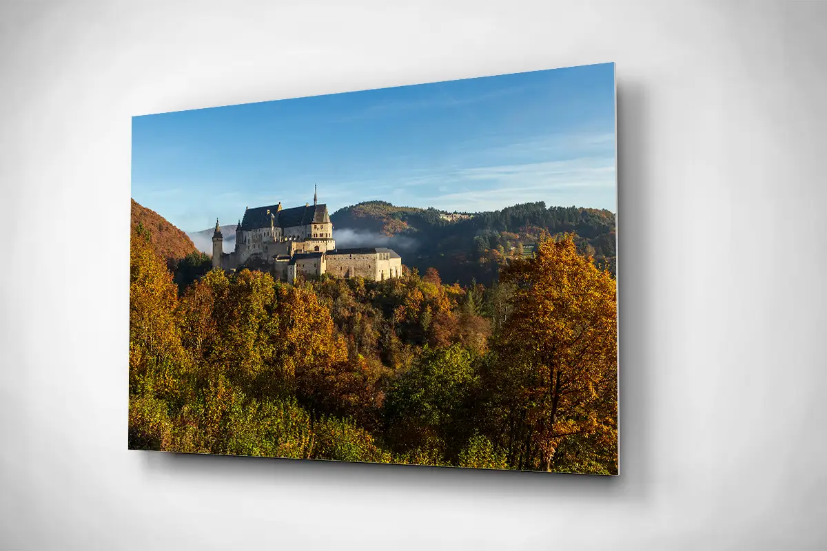 Vianden castle in autumn rigid poster