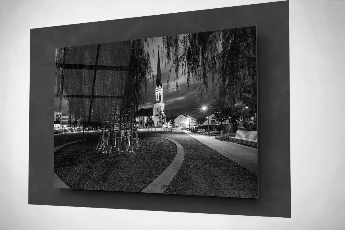 BERTRANGE at night in Luxembourg black and white