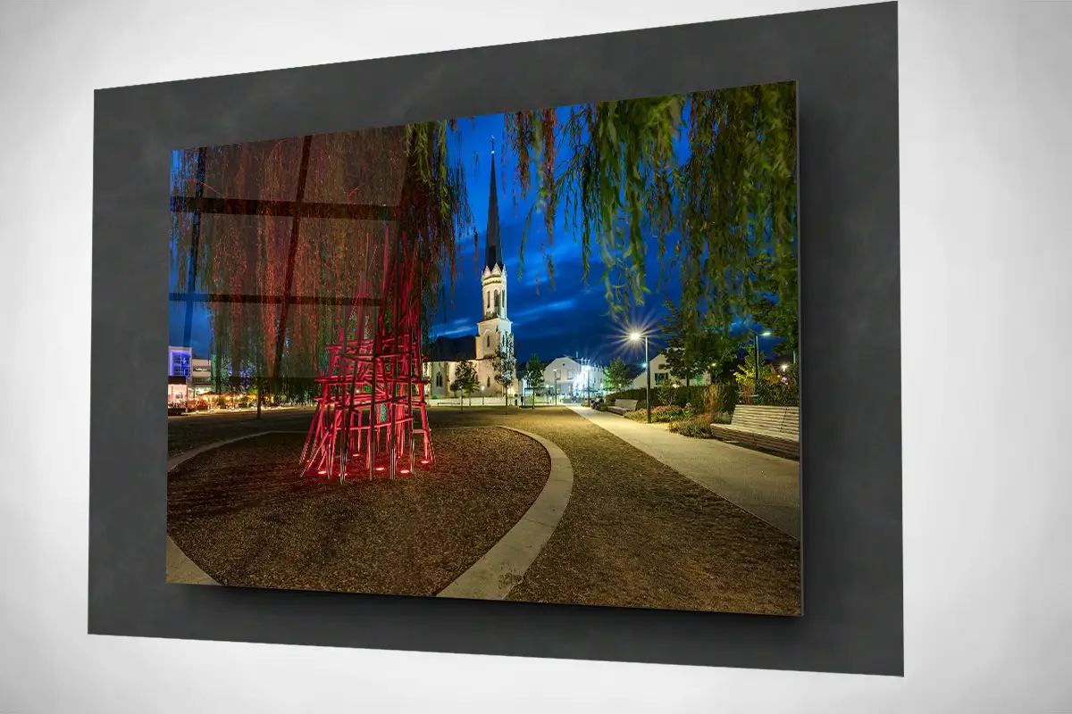 BERTRANGE at night in Luxembourg floating acrylic