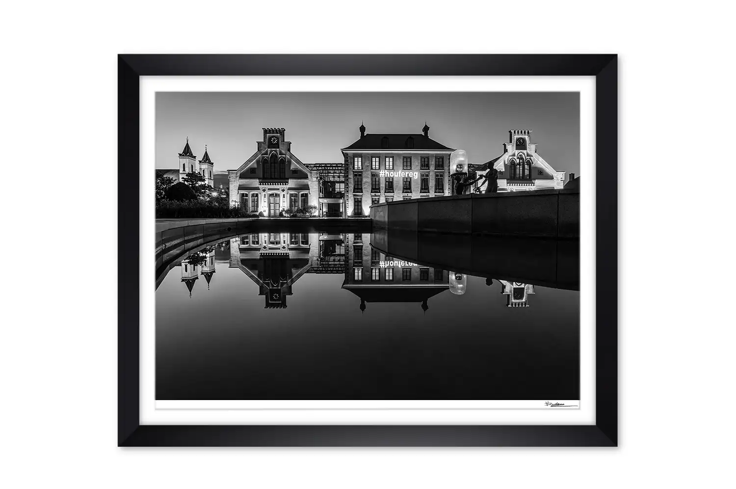 Mamer Castle on National Day Nationalfeierdag print black and white