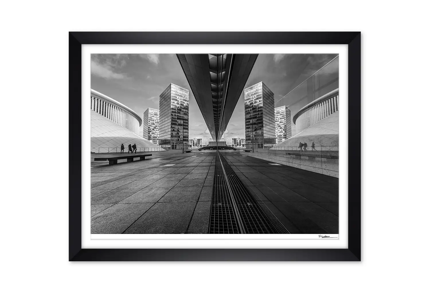 Business Kirchberg in Luxembourg city print black and white