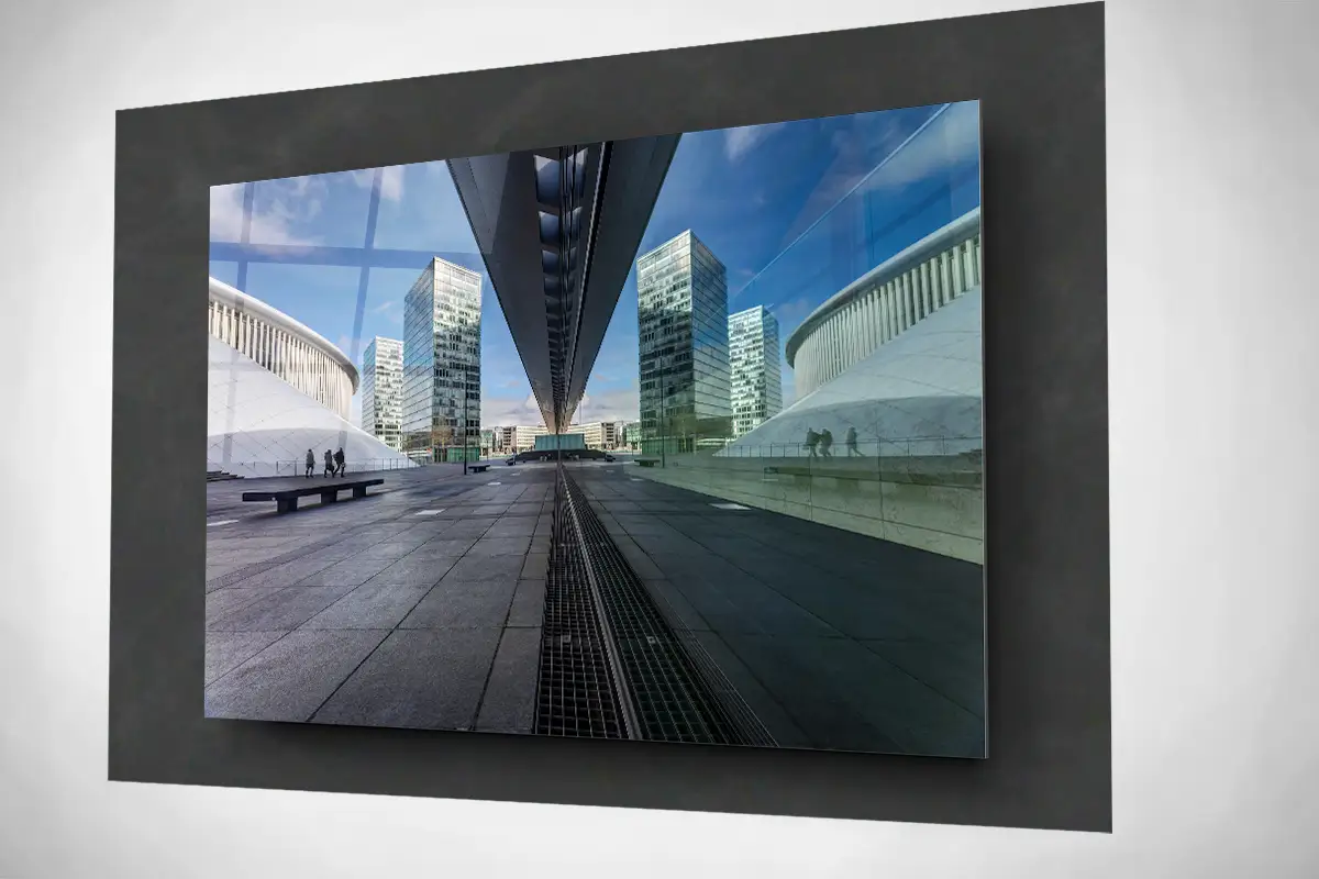 Business Kirchberg in Luxembourg city floating acrylic