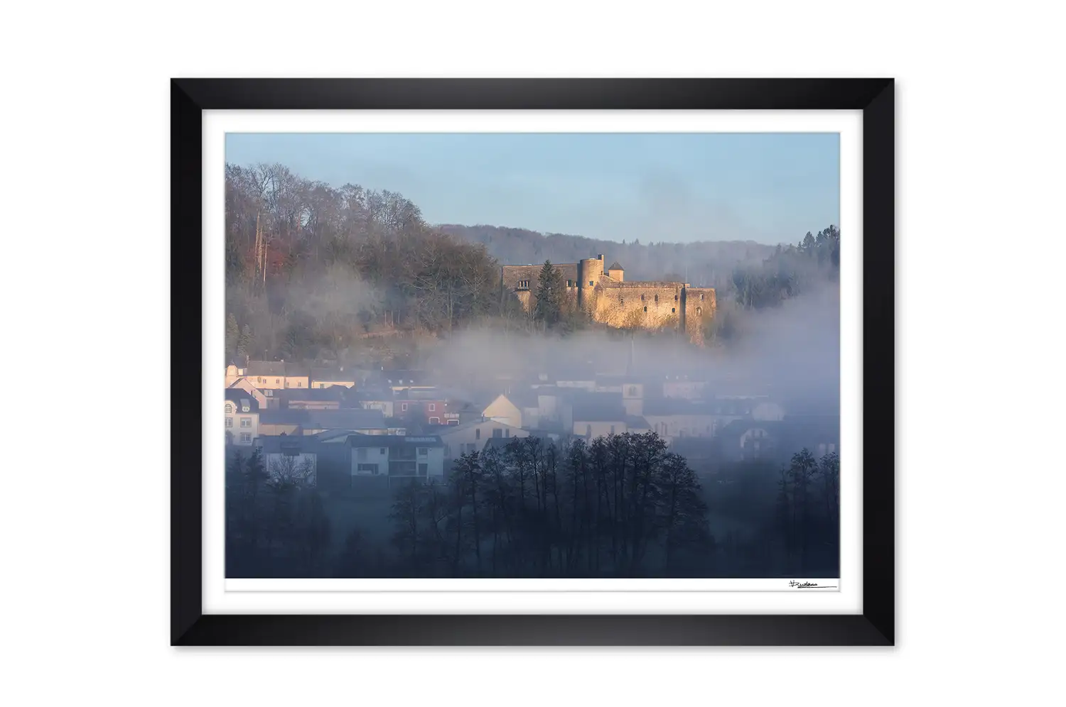 Foggy Septfontaines Castle in Luxembourg print